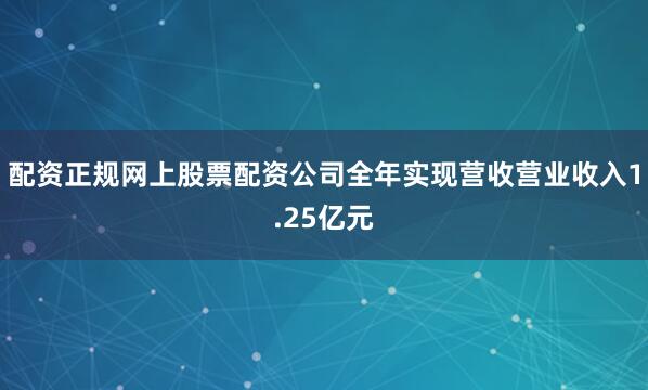配资正规网上股票配资公司全年实现营收营业收入1.25亿元
